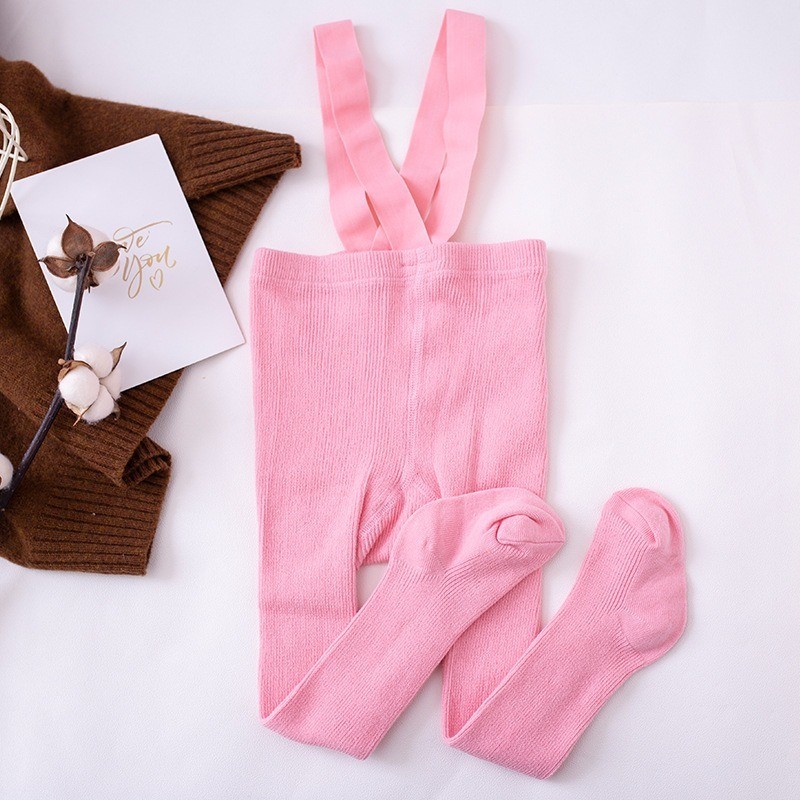 Breathable Infant Kids Suspenders Pantyhose Spring Autumn Baby Girls Boys Cute Solid Color High Waist Bandage Leggings Overall