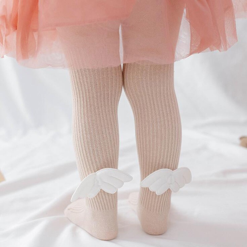 Baby Tights Children Angel Wings Pantyhose Tights Baby Kids Medium Thickness Combed Cotton Tights For Girls 0-6 Years