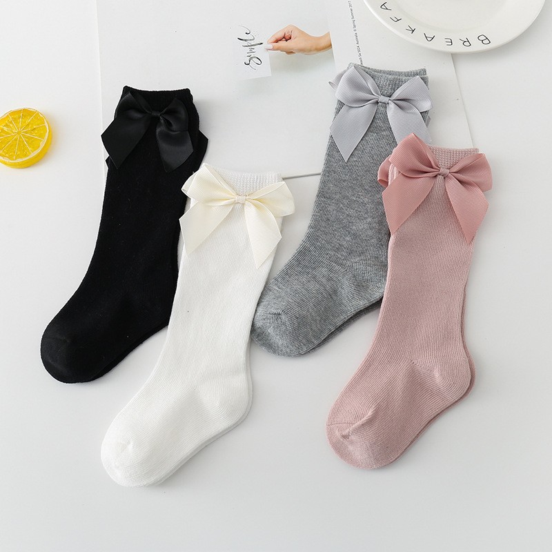 Baby Girls Socks New Toddlers Big Girl Bow Knee High Long Soft Kids Socks Bowknot 100% Cotton 0-3 Years Newborn Socks