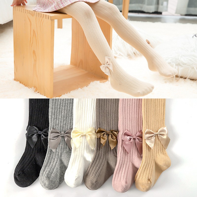 Baby Girls Pantyhose Cute Winter Clothes For Girls Bow Tie Breathable Cotton Socks Knitted Baby Socks 1-8T