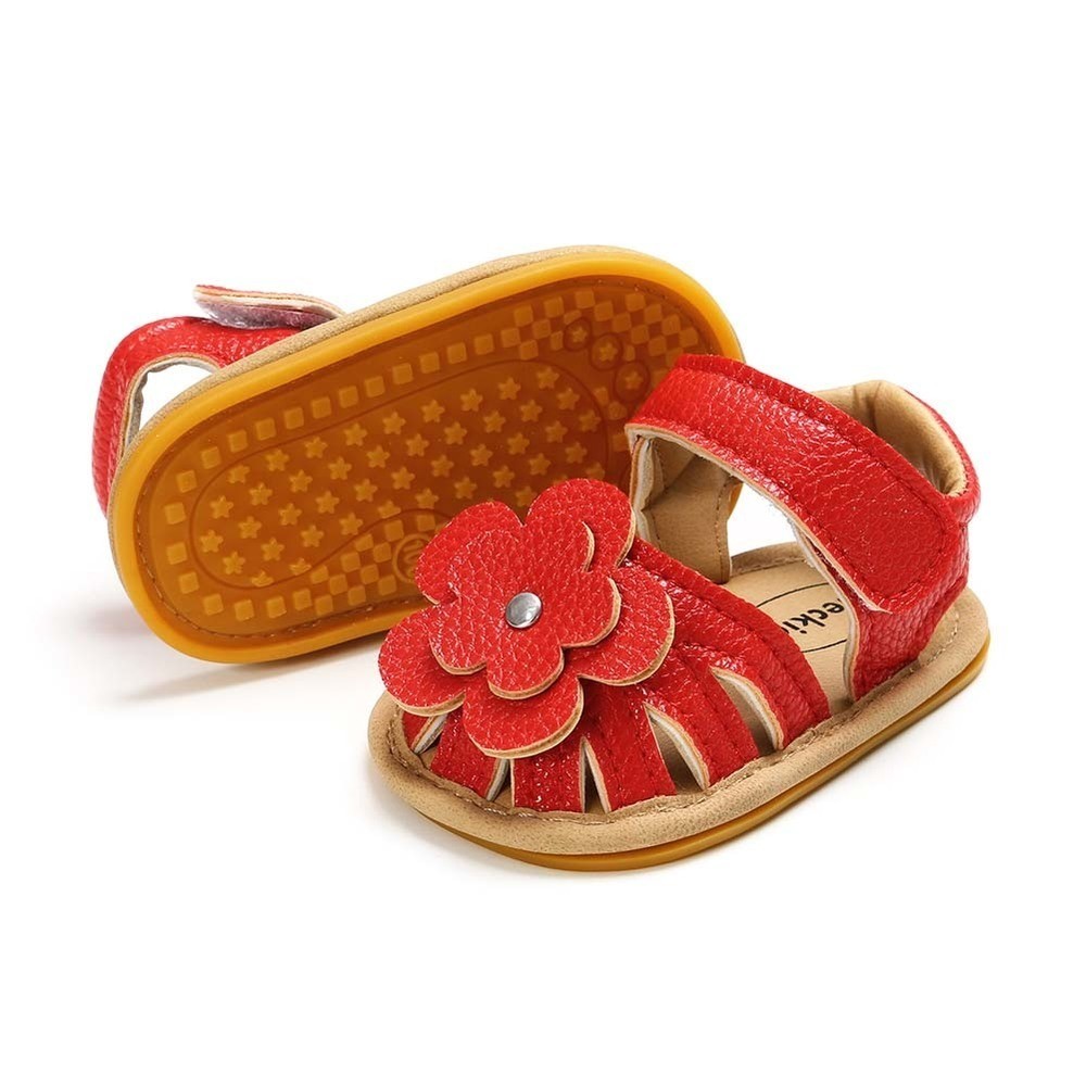 New Infant Baby Shoes Baby Boy Girl Shoes Toddler Flats Summer Sandals Flower Soft Rubber Sole Anti-slip Crib Shoes First Walker