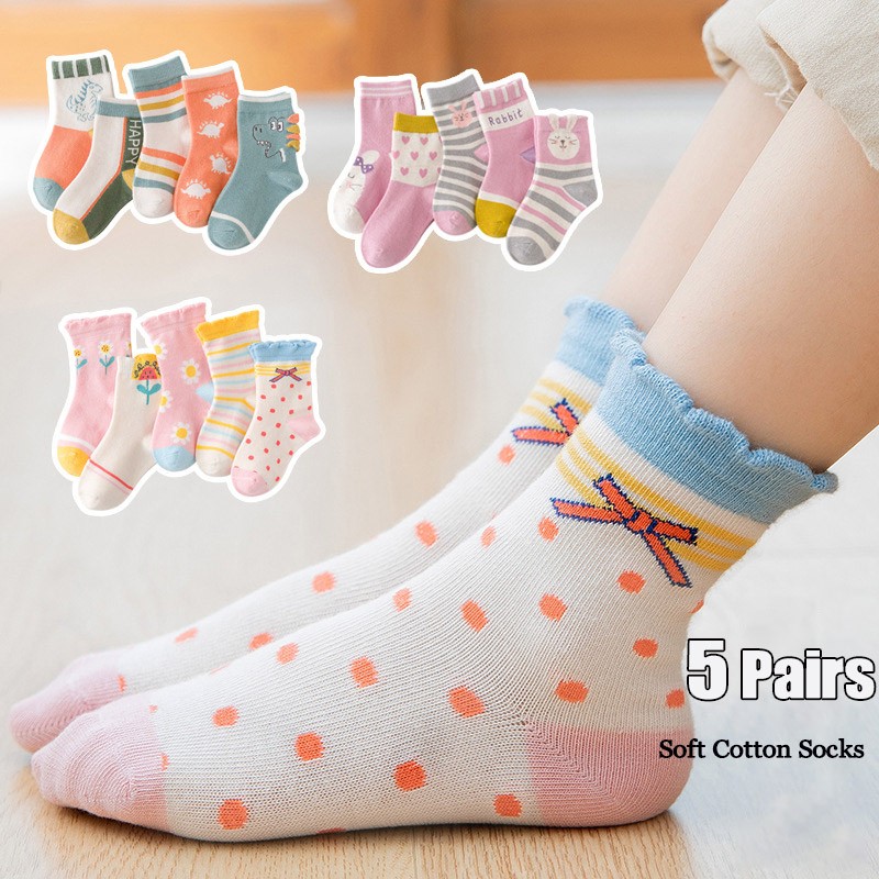 5pairs/lot Cute Cartoon Baby Girls Socks Winter Thicken Soft Kawaii Infant Toddler Socks Cotton Baby Boy Sports Socks for 1-12Y