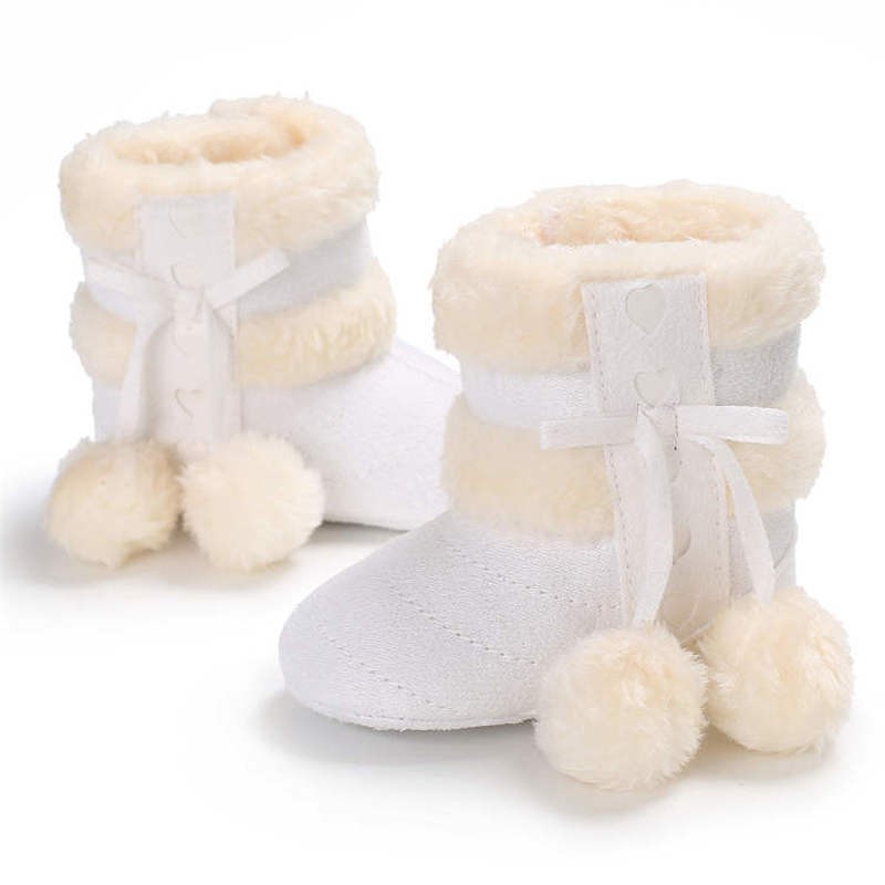 2019 Winter Snow Baby Boots 7 Colors Warm Fluff Balls Indoor Coton Soft Rubber Sole Infant Newborn Baby Boy Boots