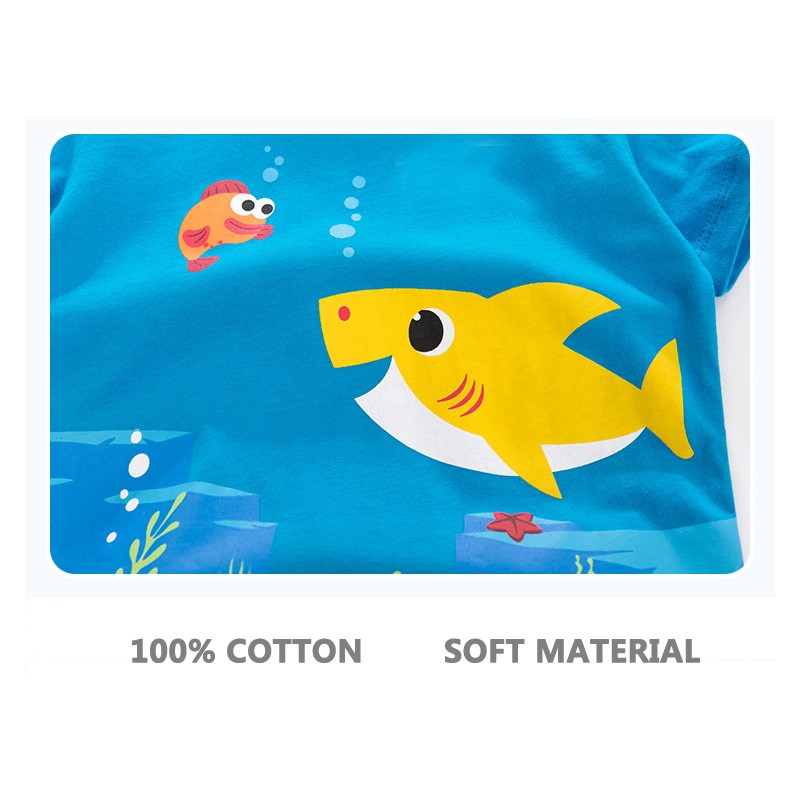 2022 Little Maven Summer Boys T-shirt Short Sleeve Clothes With Animal Shark For Kids Baby Breathable Cotton Tops