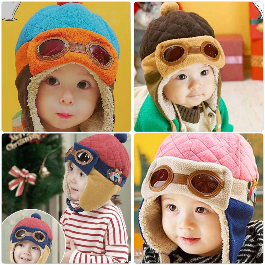 Baby Warm Toy Hats Winter Hats Toddler Boys Girls Pilot Hats Hooded Cap Winter Warm Hat Party Hats