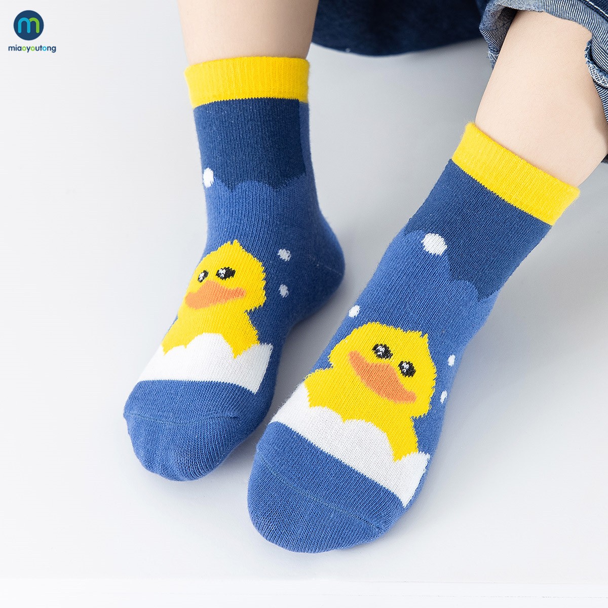 5pairs/lot Baby Socks Autumn Winter Warm Cotton Kids Socks Cute Girls Cartoon Duck Boys Infant Socks Accessories Miaoyoutong