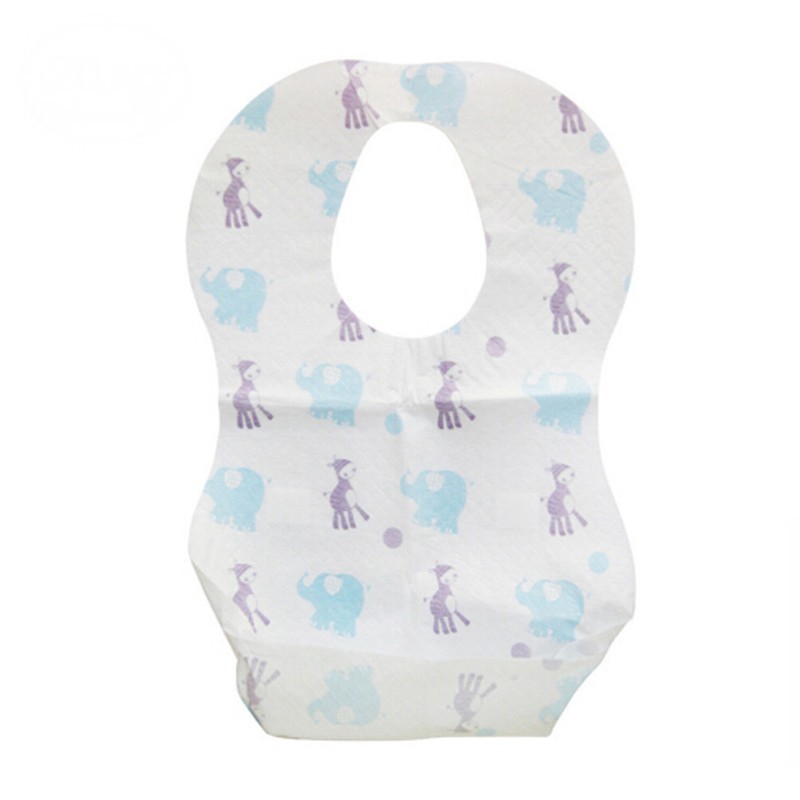 Baby Bibs Soft Waterproof Non-woven Fabric Disposable Bibs Eating Saliva Paper Bibs for Babies 10pcs/set