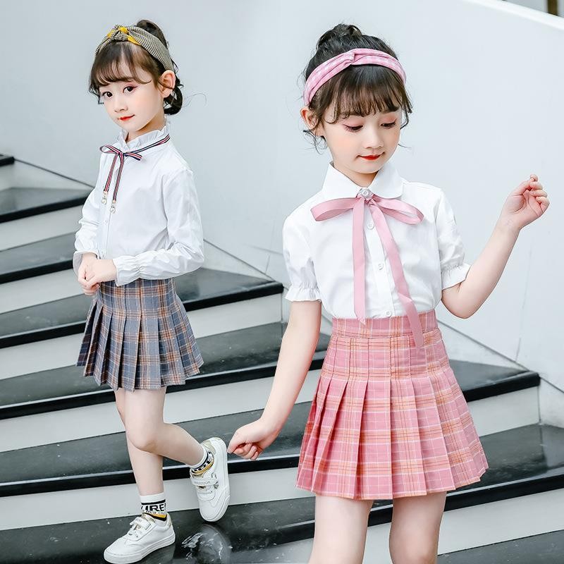 Girls Skirts Autumn Vintage Pleated Plaid Skirts School Teenage Girl Spring Kids Skirt Children Clothes 3 4 6 8 10 12 14 Years