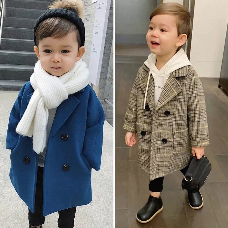 1-7 Years Children Woolen Coat Baby Turndown Collar Fashion Warm Jacket Girls Long Coat Spring Kids Girls Casual Outwear