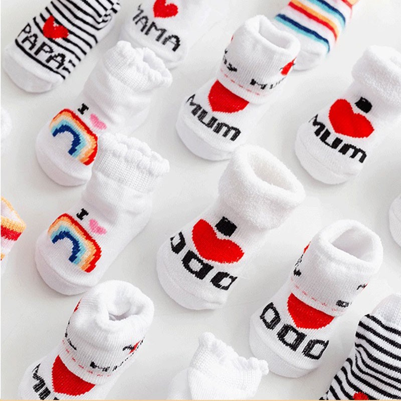 Spring Summer Baby Girls Boys Cotton Soft Socks for Newborn Baby Letter Printed Warm Infant 0-6 Months Clothes Accessories