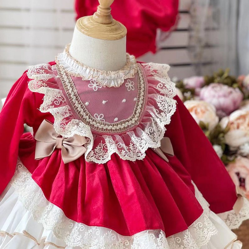 Children Spanish Sweet Flower Girl Dress Baby Girl Clothes Flower Girl Dresses Festivals Newyears Clothes Christmas Dress