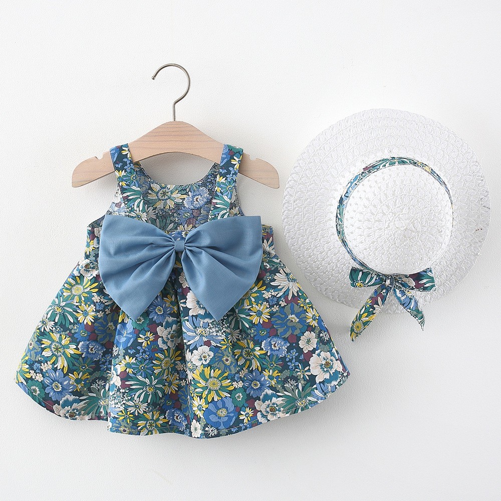 Melario Girls Summer Clothing Set Cotton Newborn Baby Beach Dresses Sleeveless Bowknot Newborn Baby Frocks Dress