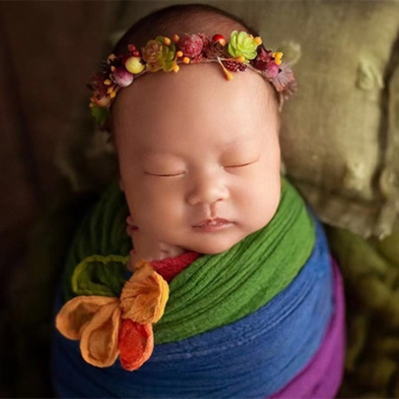 Newborn photo props 1 month baby 0-3 months photo studio photography clothes rainbow wrapped cloth wrapped towel