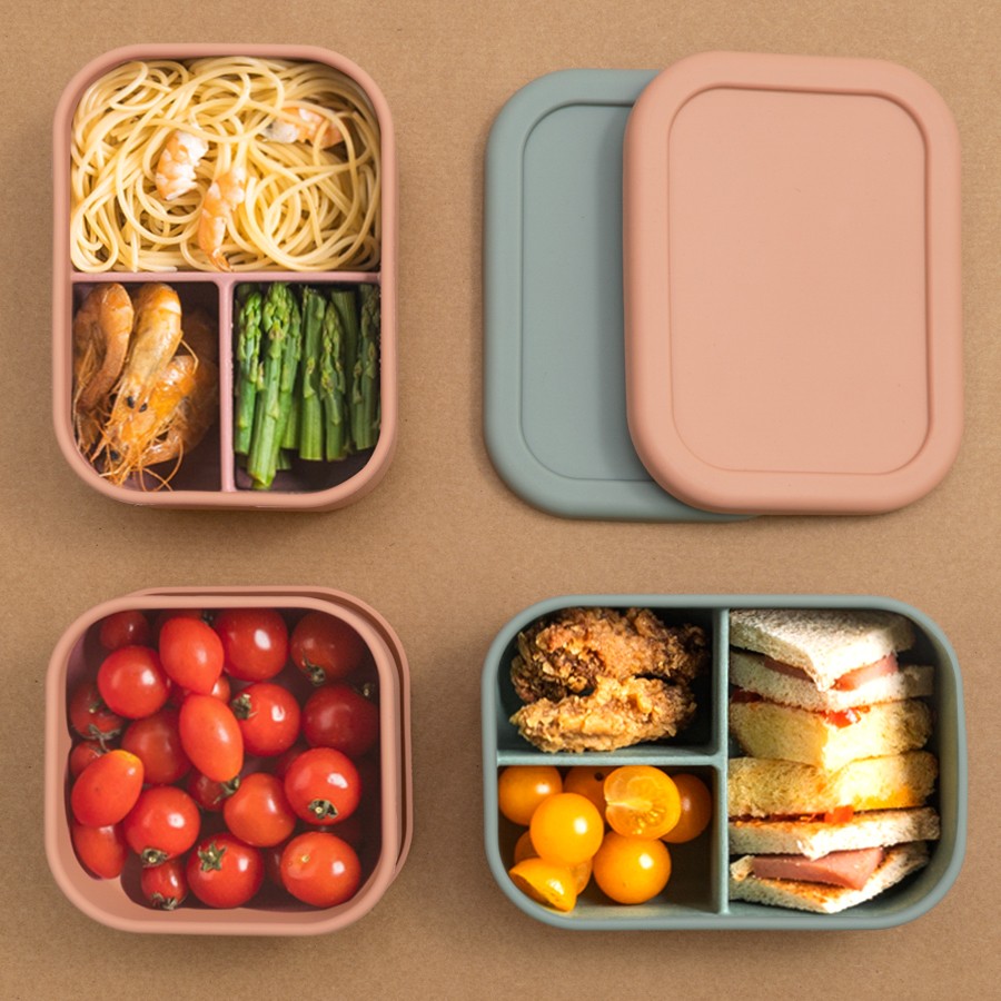 Baby Silicone Bowl Lunch Box Lunch Box With Lid Leakproof Soft Silicone Fresh Keeping Food Grade Silicone Material