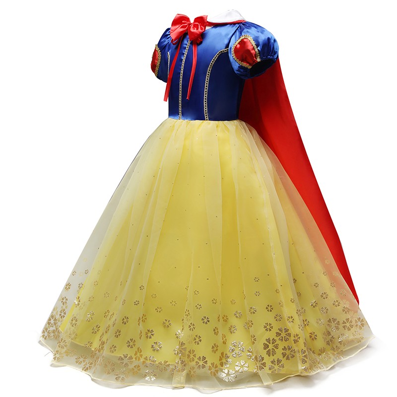 Girls Summer Princess Dress Fancy Snow White Puff Sleeve Dress Kids Birthday Party Fancy Dress Vestidos