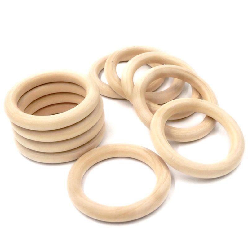 20pcs Natural Wooden Baby Teether Molar Ring Infant DIY Making Safe Teething Accessories Newborn Bracelet Craft Toy