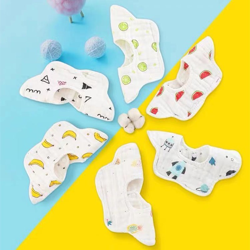 Baby Bibs 360 Degree Rotation 8 Layers Gauze Gauze Baby Kids Bandana Burp Cloth Soft Newborn Infant Saliva Towel Baby Stuff