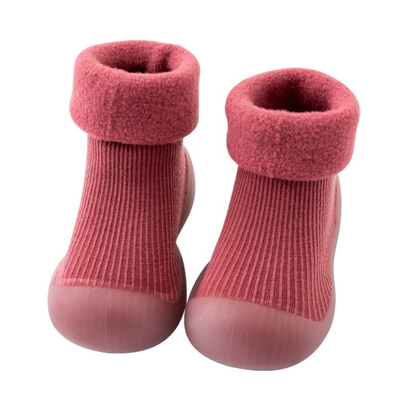 Winter Kids Warm Snow Boots Socks Infant Boys Brushed Thick Sock Boots Yellow Black Baby Girls Socks Soft Soles Toddler Shoes