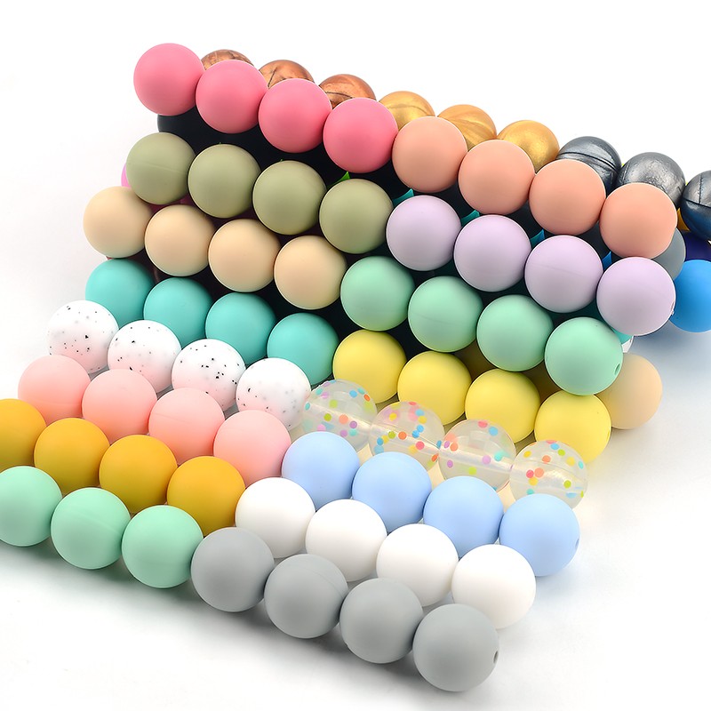 LOVKA 12mm 100pcs/lot Silicone Beads Food Grade Baby Teether Round Beads Baby Chewing Teething Beads Silicone Teether Diy