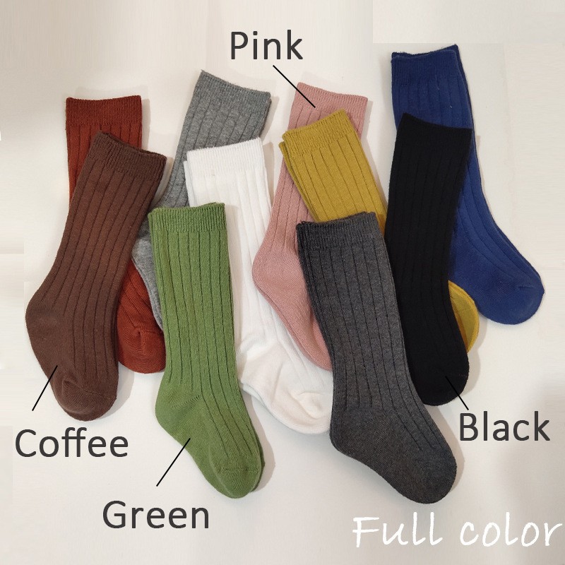 Baby Girls Socks Soft Cotton Knee High Socks Kids Boys Solid Color Socks Leg Warmers 2021 Spring Autumn