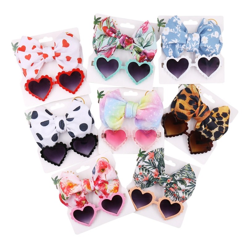 2pcs Newborn Photography Props Sunglasses Headband Set Baby Infant Photo Hair Band Glasses Sunglasses Kit