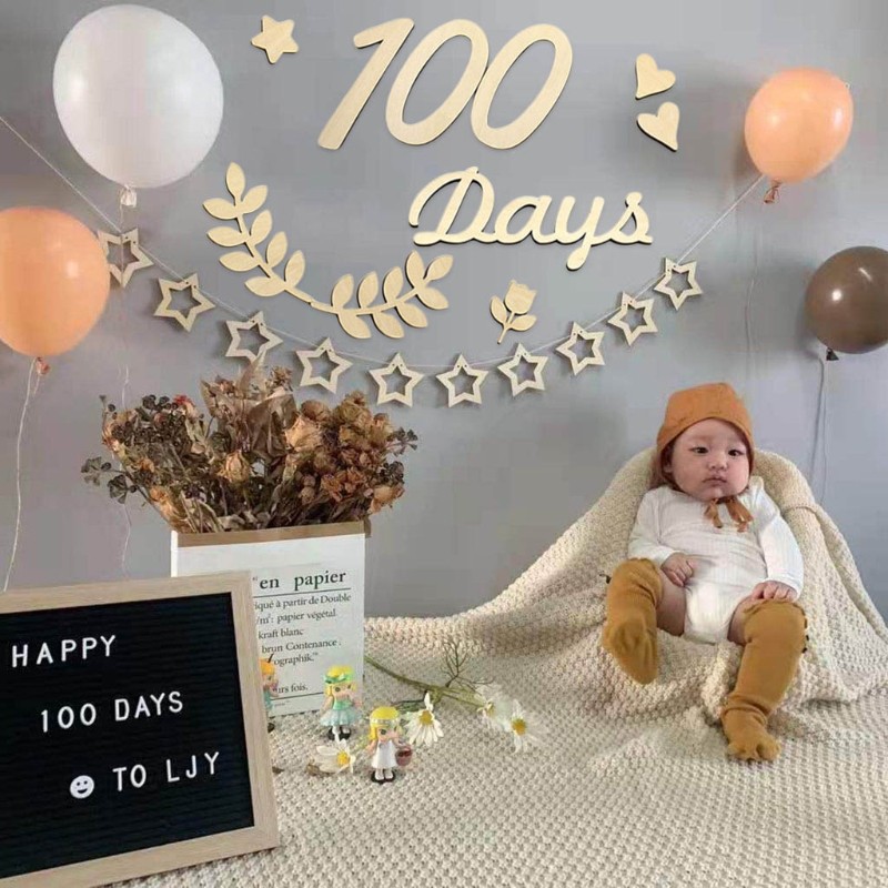 18pcs/set Baby Teacher Cards Newborn Photography Props Numbers Engraved Cutouts Days Months Wooden Chips Souvenir Card