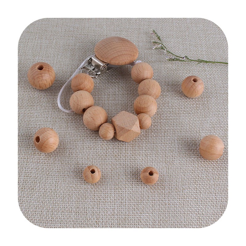 100pcs Wooden Teething Accessories 10-30mm Wooden Teether Chewing Round Beads DIY Craft Jewelry Eco-friendly Beech