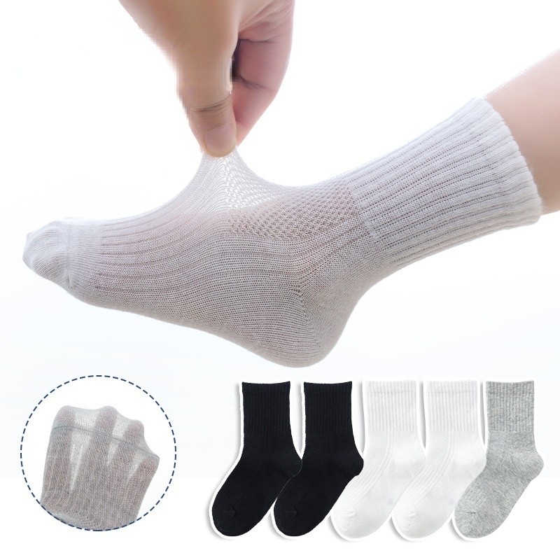 5pairs/lot Pure Color Soft Breathable Cotton Kids School Socks Girls Boys Casual Gray Black White Sports Children Socks