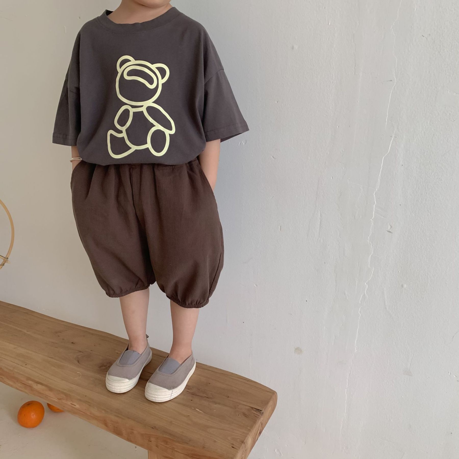 2022 Cartoon Summer T-shirt Children Unisex Short Sleeve Korean Kids Cute Bear Print Cotton Casual Tops Boys Clothes T-shirt
