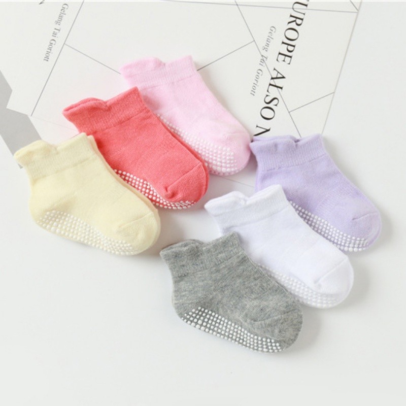 6pairs/lot Non-slip Baby Floor Socks Baby Floor Socks Baby Girls Boys Ankle Socks Non-slip Anti-slip Socks for Baby