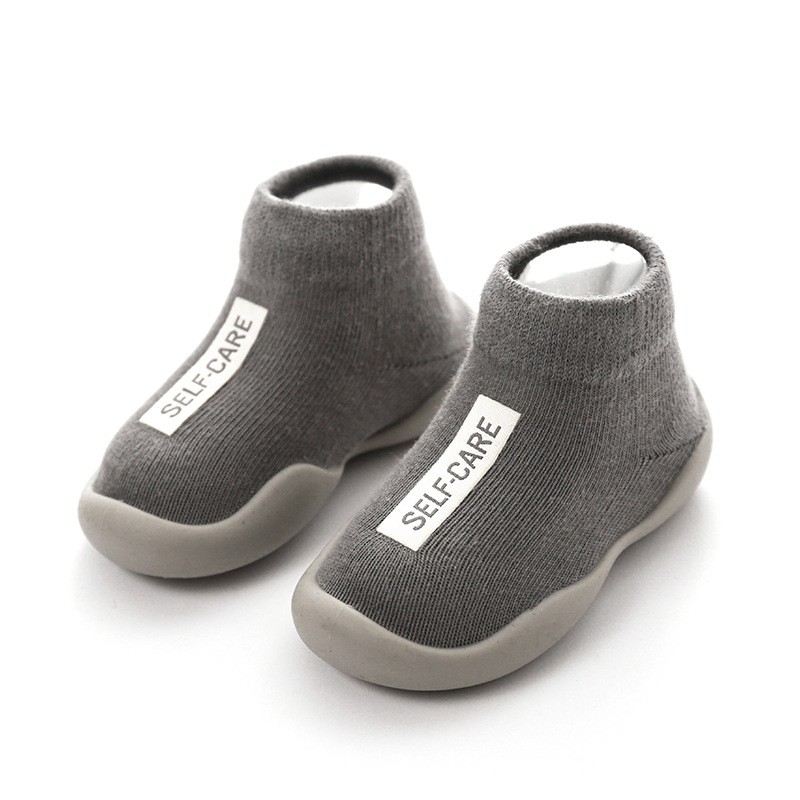 Toddler Shoes First Shoes Baby Walkers New Unisex Baby First Walker Kids Soft Rubber Sole Black Knit Socks Anti-slip