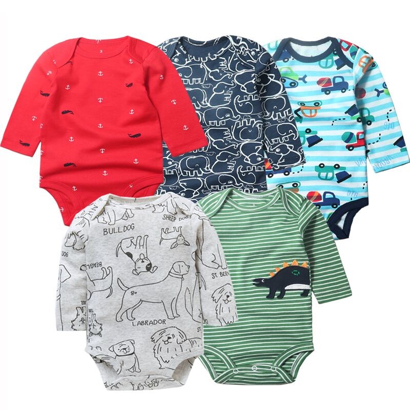 3/4/5pcs Baby Spring Autumn Outerwear Long Sleeve 100% Cotton Boys Girls Clothes Newborn 0-24 Months Clothes