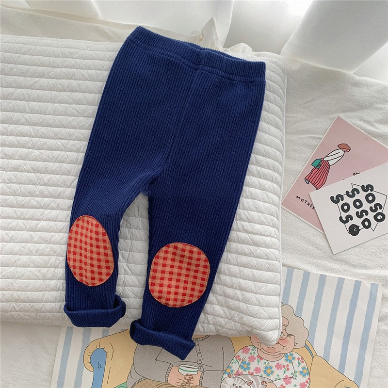 2022 Spring New Baby Girls Boys Cute Ribbed Cotton Trousers Infant Fashion Splicing Lattice Pants Newborn Baby Casual Leggings