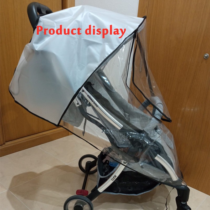 Stroller accessories waterproof rain cover transparent wind dust shield zipper open raincoat for baby stroller cover