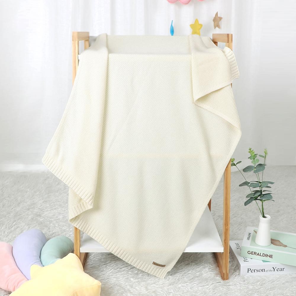 Newborn Baby Super Soft Cotton Knitted Baby Stroller Blanket Baby Stroller Blanket For Girls Boys Monthly Baby Wrap