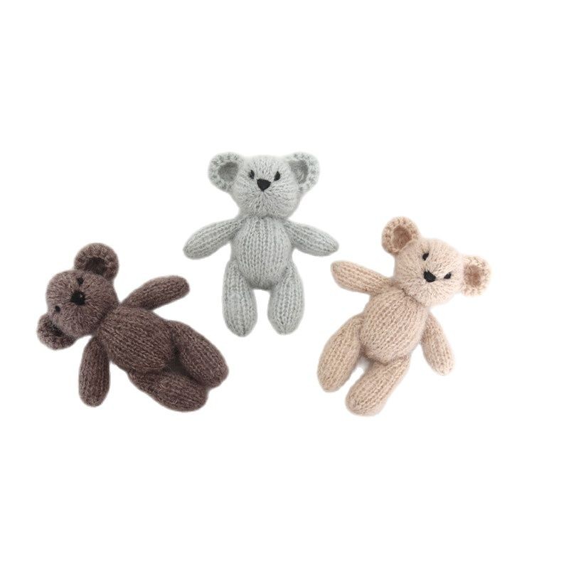 Newborn Teddy Bear Photography Accessories Knit Angola Teddy Rabbit Stuffed Animal Toy Photo Accessories