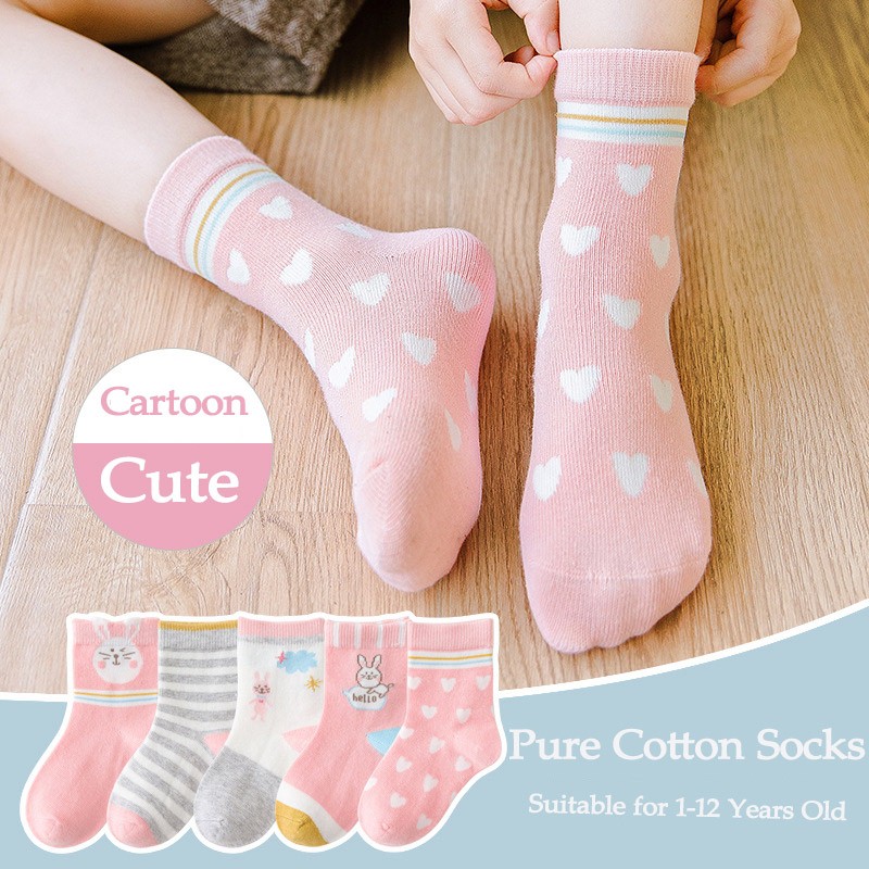 Cotton Kids Socks Spring Autumn Cute Cartoon Newborn Casual Sports Toddler Baby Boys Socks Letters Print Girls Socks 0 to 12 Years