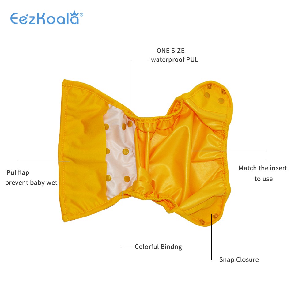 EezKoala 6pcs/set Eco Friendly Adjustable Cloth Diaper Cover Size 0-2 Years Baby Boys Girls Washable Washable