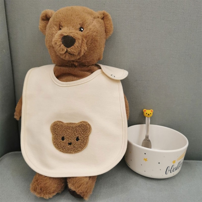 Soft Baby Bib Lovely Bear Neck Baby Saliva Bibs for Boys and Girls Absorbent