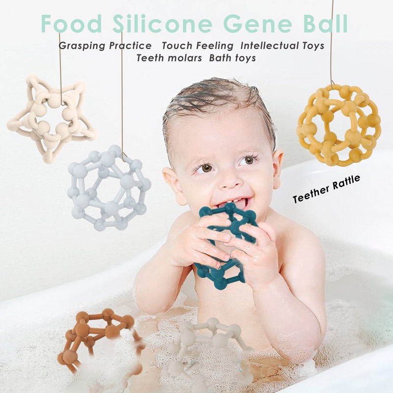 Deformation Silica Gel Algin Ball Baby Brain Training Colorful Silicone Chew Toy Teether Ball Baby Birthday Gifts