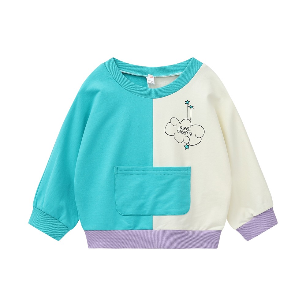 Taxidi Moda Baby Girls Clothes Spring 2022 Cotton Patchwork Letter Cute Kids Sweatshirt Pocket Pullover Baby Clothes 2135