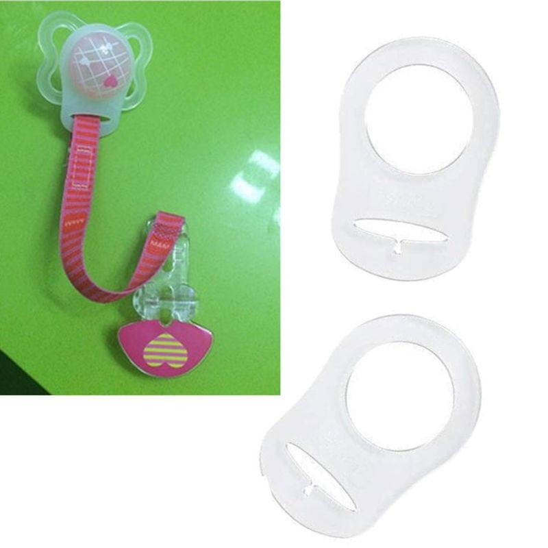 12pcs Transparent Silicone Button Ring Dummy Pacifier Holder Clip Adapter for Baby Mam Soother