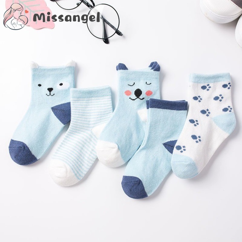 5pairs/lot 2022 Baby Socks for Kids Girls Boy Cotton Stripe Cartoon Animals Summer Baby Knitwear Socks Newborn Baby Clothes