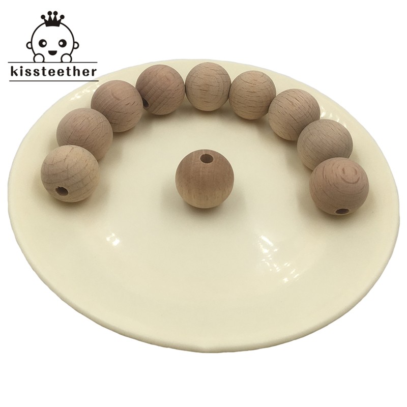 100pcs Wooden Chew Teether 10-20mm Round Beads Ecofriendly Unfinished Beech Beads DIY Craft Jewelry Accessories