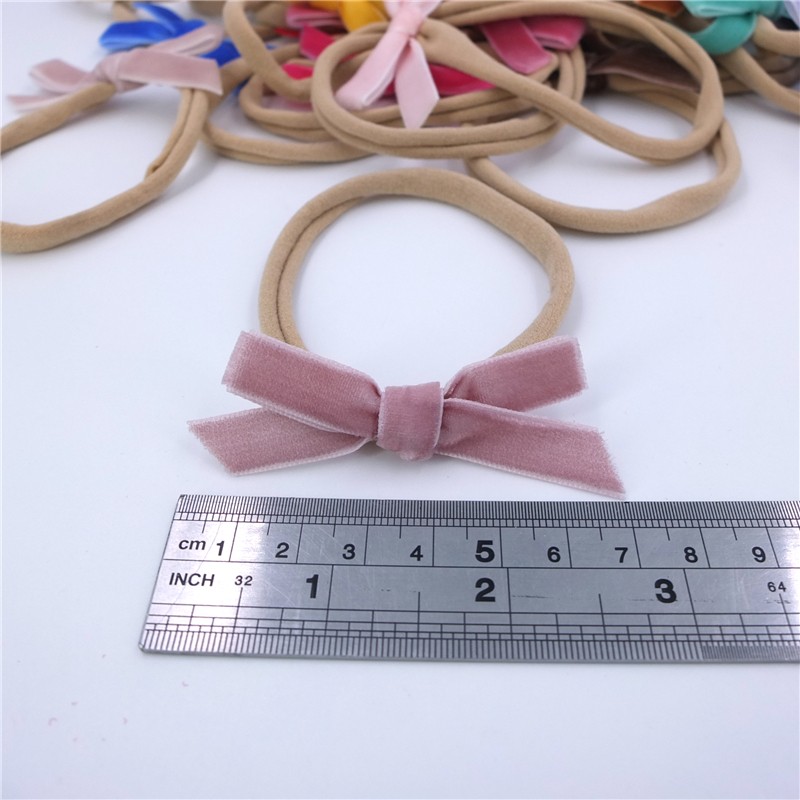 32pcs mini velvet ribbon bow nylon headband newborn baby boy velvet bow hair bands accessories