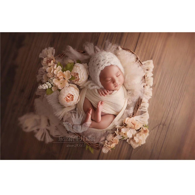 Newborn Photography Accessories Knitted Fleece Blanket Newborn Hat Newborn Photography Props Photo Studio Accessories