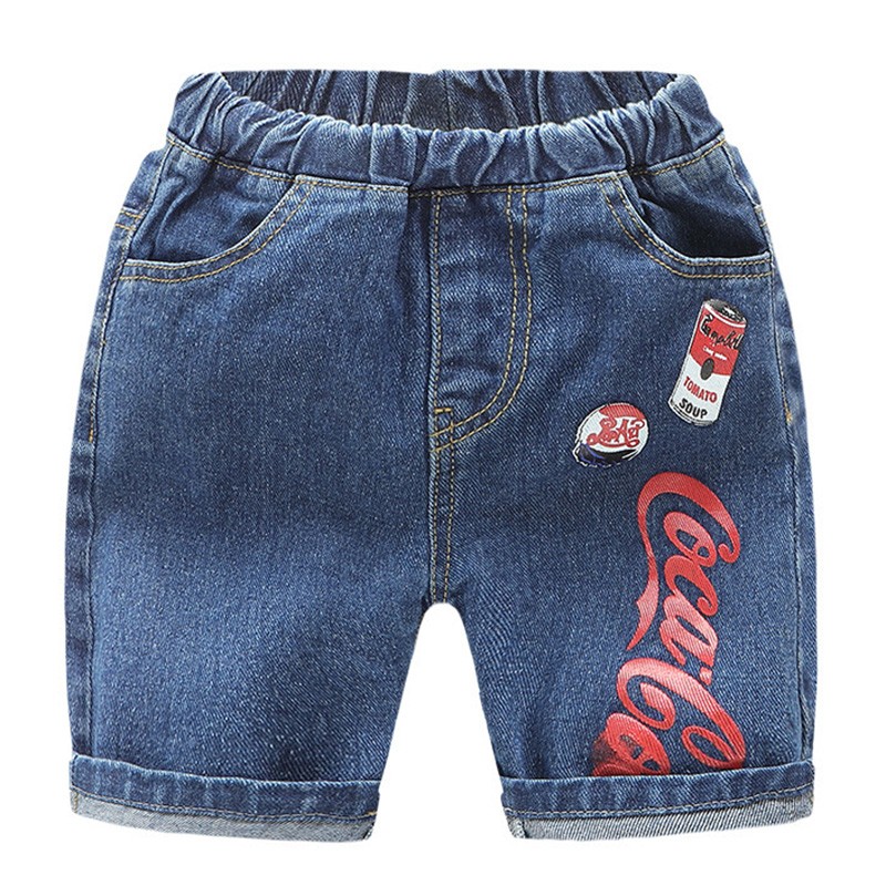 Baby Boys Summer Denim Letter Shorts Children Casual Fashion Jeans Shorts Shorts For Kids 2-7Yrs