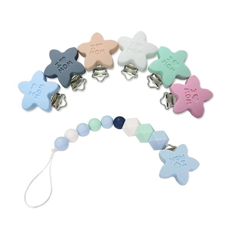 Baby Pacifier Clip Soother Teether Star Shape Silicone Safe Holder Saliva Towel Support Anti Fall Clips Cute Newborn Infant Feeding