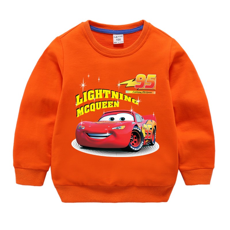 Autumn Children Girls Clothes Cartoon Lightning McQueen Cars Printed Long Sleeve Sweatshirt Casual Teenagers Boys Tops