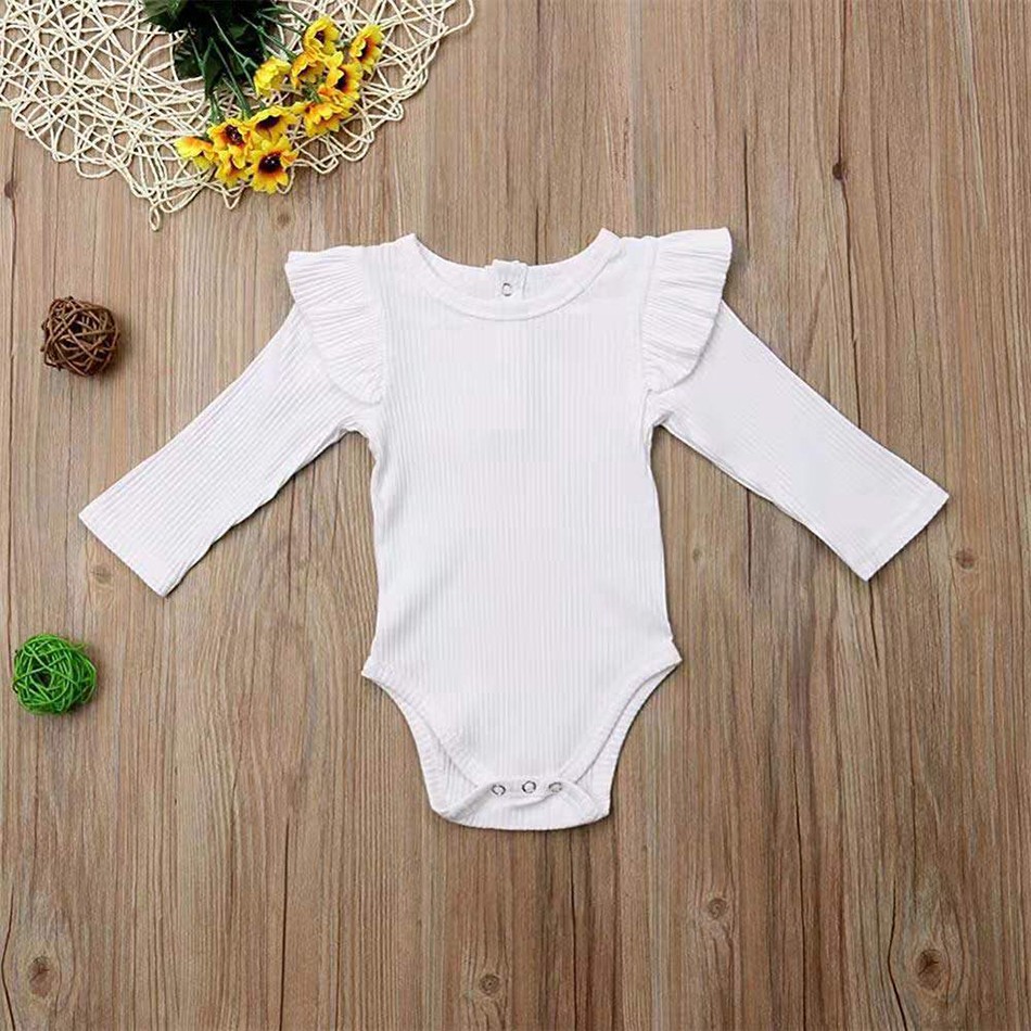 Baby Girls Ruffles Short Clothes Newborn 0-2 Years Baby Girls Long Sleeve Jumpsuit Baby Clothes